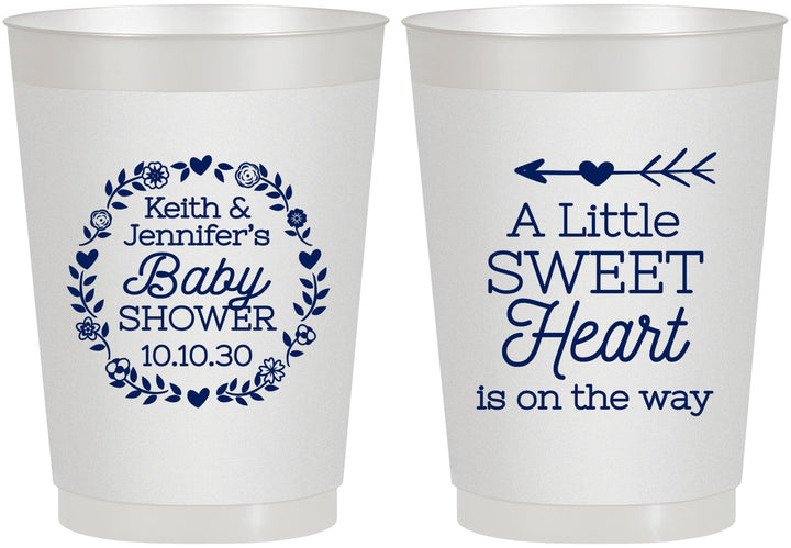 Personalized Baby Shower 10 oz Frosted Cups - Little Sweet Heart | 90195