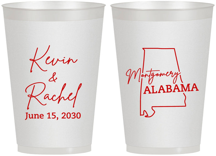 Personalized Wedding 12 oz Frosted Cups - Alabama | 100