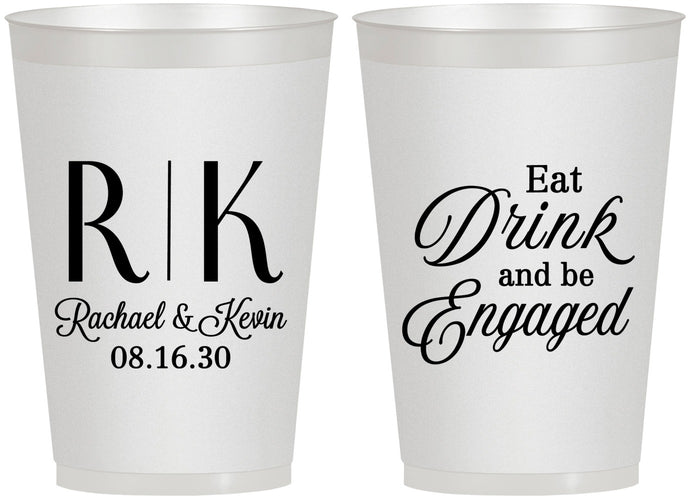 Personalized Engagement 12 oz Frosted Cups - Eat Drink Be Engaged | 10000