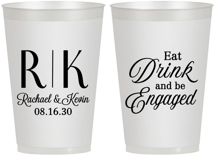 Personalized Engagement 12 oz Frosted Cups - Eat Drink Be Engaged | 10000