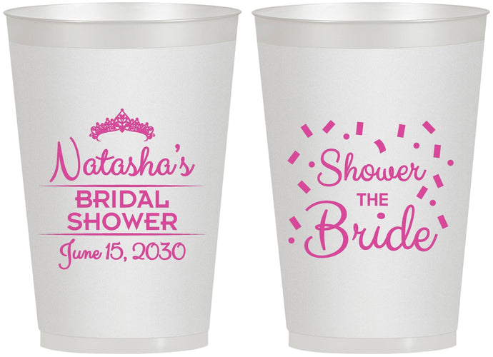 Personalized Bridal Shower 12 oz Frosted Cups - Shower The Bride | 100001