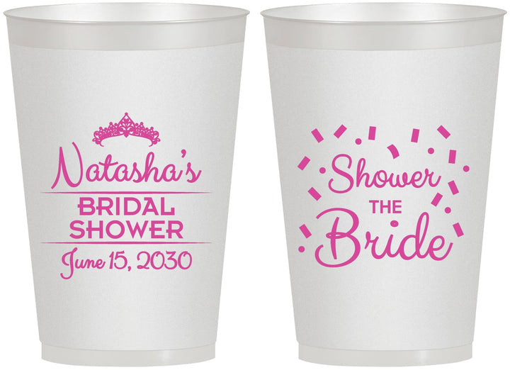 Personalized Bridal Shower 12 oz Frosted Cups - Shower The Bride | 100001
