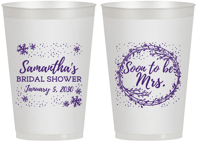 Personalized Bridal Shower 12 oz Frosted Cups - Soon To Be Mrs | 100004