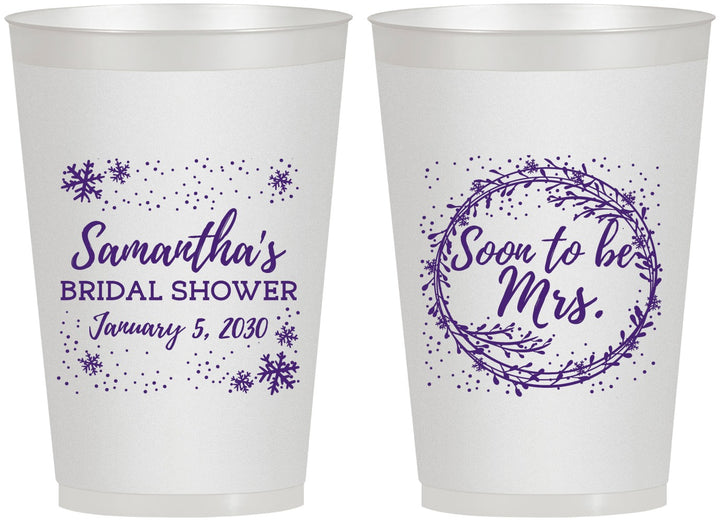 Personalized Bridal Shower 12 oz Frosted Cups - Soon To Be Mrs | 100004