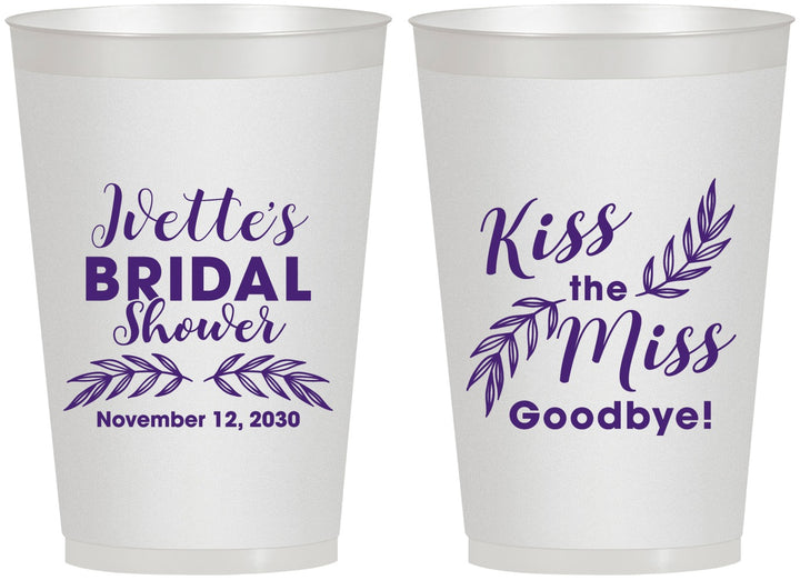 Personalized Bridal Shower 12 oz Frosted Cups - Kiss The Miss Goodbye | 100010