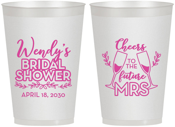 Personalized Bridal Shower 12 oz Frosted Cups - Future Mrs | 100011