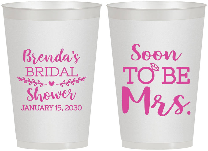 Personalized Bridal Shower 12 oz Frosted Cups - Soon To Be Mrs | 100013