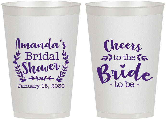 Personalized Bridal Shower 12 oz Frosted Cups - Cheers To The Bride | 100014