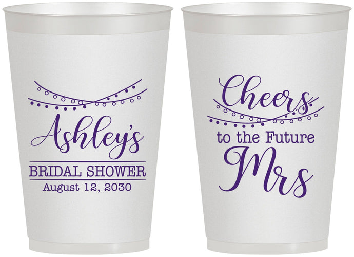Personalized Bridal Shower 12 oz Frosted Cups - Future Mrs | 100018