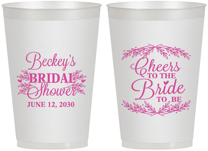 Personalized Bridal Shower 12 oz Frosted Cups - Cheers To The Bride | 100019