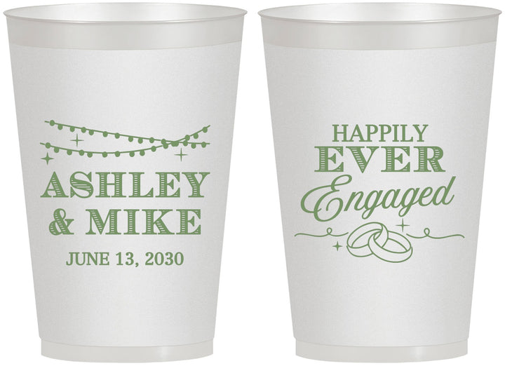 Personalized Engagement 12 oz Frosted Cups - Happily Ever Engaged | 10006