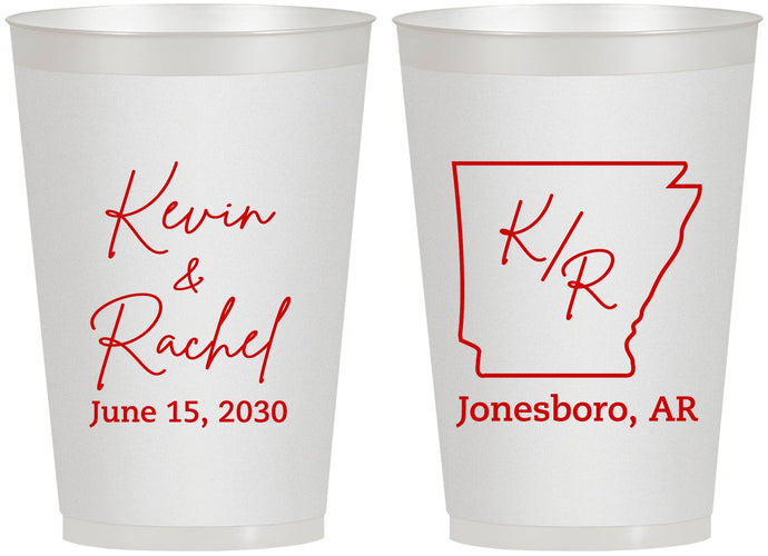 Personalized Wedding 12 oz Frosted Cups - Arkansas | 103