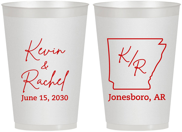 Personalized Wedding 12 oz Frosted Cups - Arkansas | 103