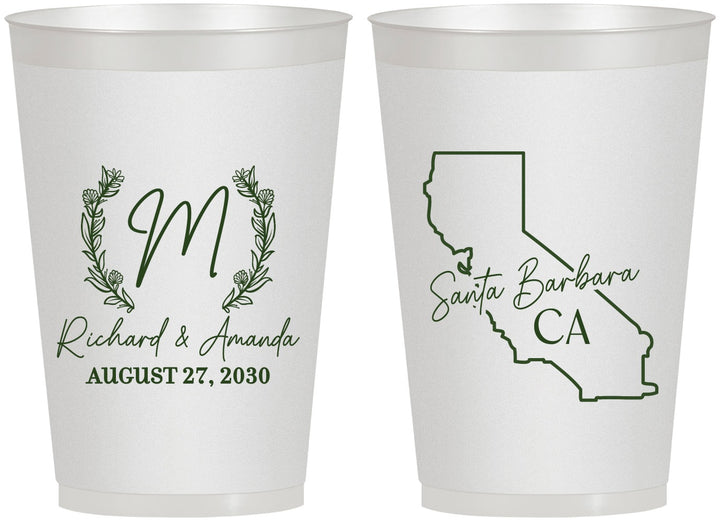 Personalized Wedding 12 oz Frosted Cups - California | 104