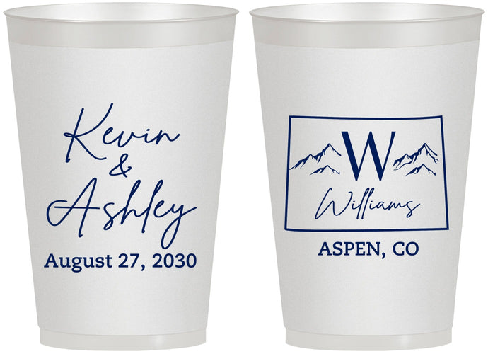Personalized Wedding 12 oz Frosted Cups - Colorado | 105