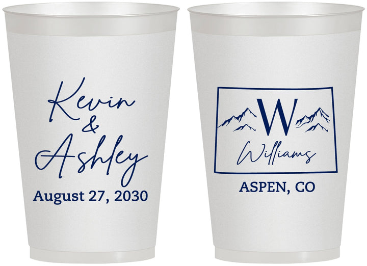 Personalized Wedding 12 oz Frosted Cups - Colorado | 105