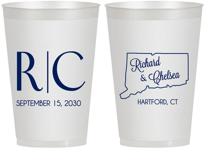 Personalized Wedding 12 oz Frosted Cups - Connecticut | 106