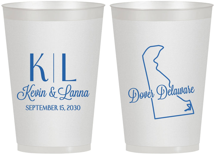 Personalized Wedding 12 oz Frosted Cups - Delaware | 107