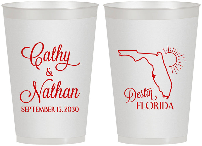 Personalized Wedding 12 oz Frosted Cups - Florida | 108