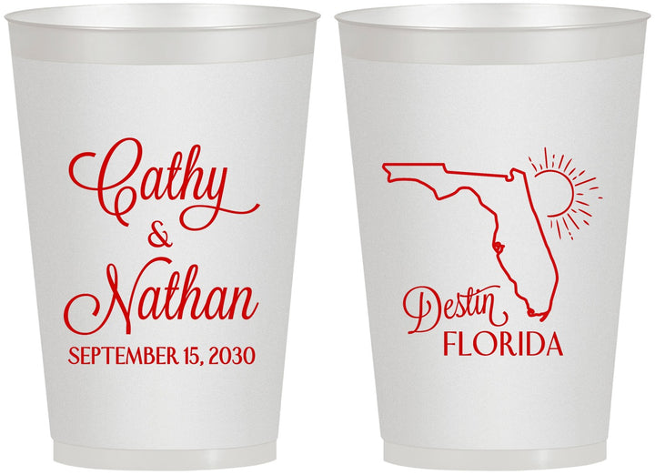 Personalized Wedding 12 oz Frosted Cups - Florida | 108