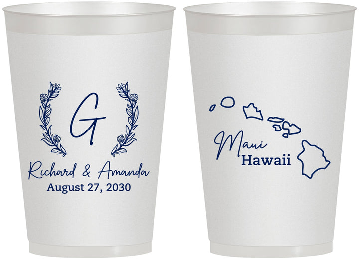 Personalized Wedding 12 oz Frosted Cups - Hawaii | 110
