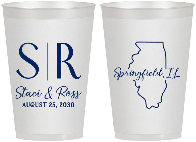 Personalized Wedding 12 oz Frosted Cups - Illinois | 112