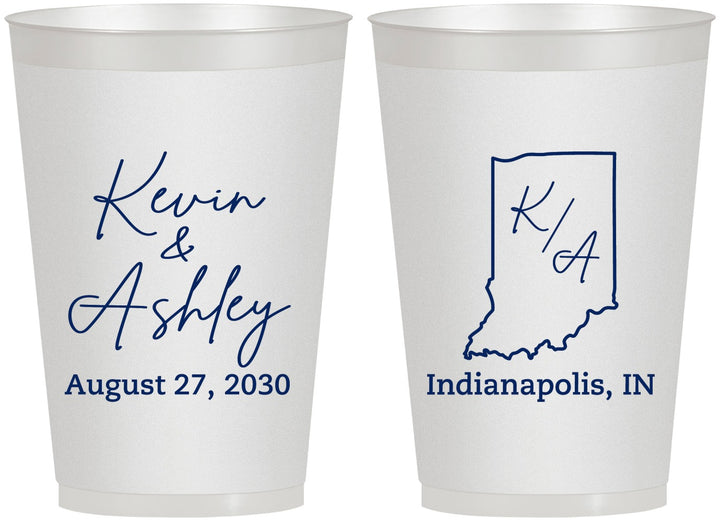 Personalized Wedding 12 oz Frosted Cups - Indiana | 113