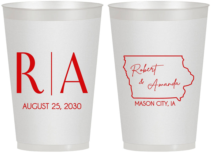 Personalized Wedding 12 oz Frosted Cups - Iowa | 114