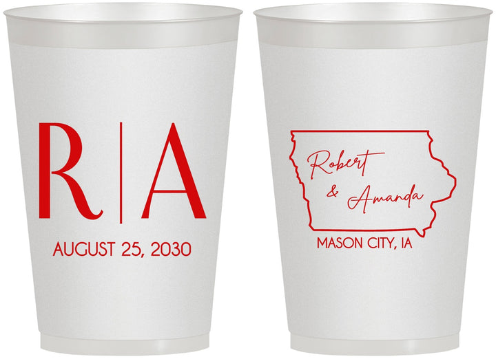 Personalized Wedding 12 oz Frosted Cups - Iowa | 114