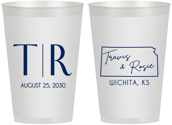 Personalized Wedding 12 oz Frosted Cups - Kansas | 115