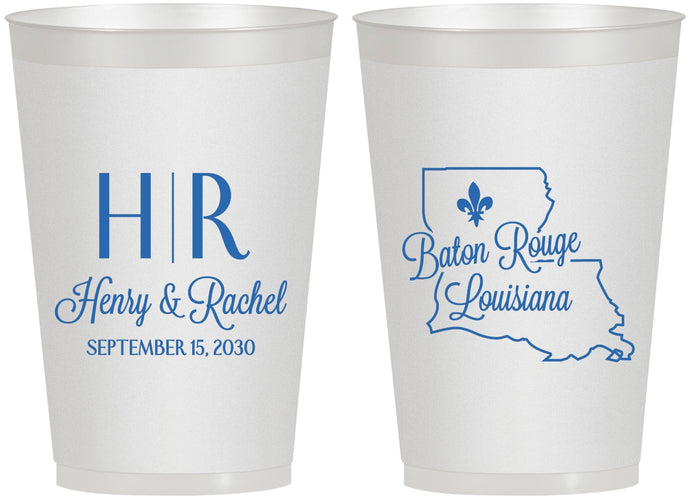 Personalized Wedding 12 oz Frosted Cups - Louisiana | 117