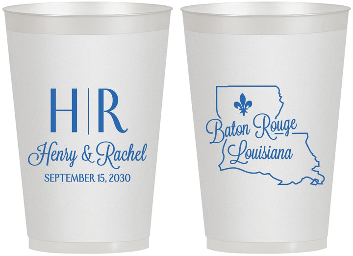 Personalized Wedding 12 oz Frosted Cups - Louisiana | 117