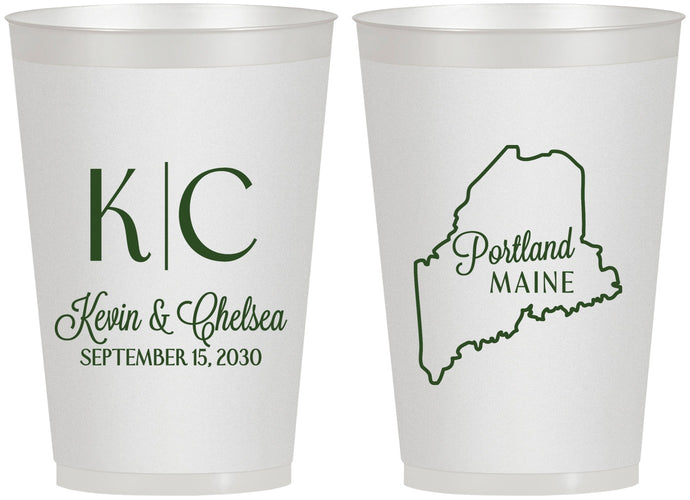 Personalized Wedding 12 oz Frosted Cups - Maine | 118