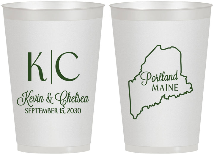 Personalized Wedding 12 oz Frosted Cups - Maine | 118