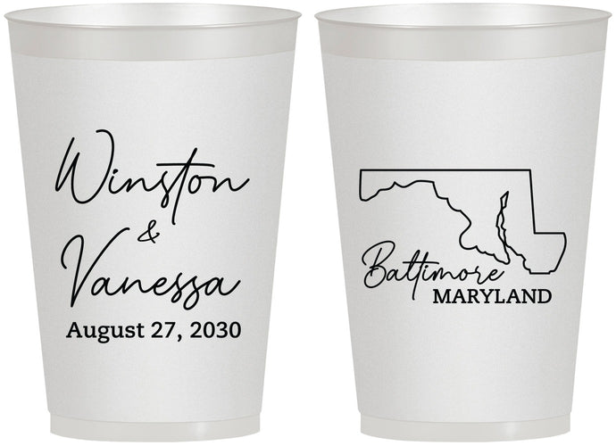 Personalized Wedding 12 oz Frosted Cups - Maryland | 119