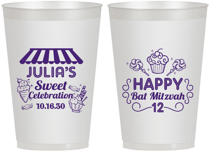 Personalized Bat Mitzvah 12 oz Frosted Cups - 12th Birthday Cupcake | 120010