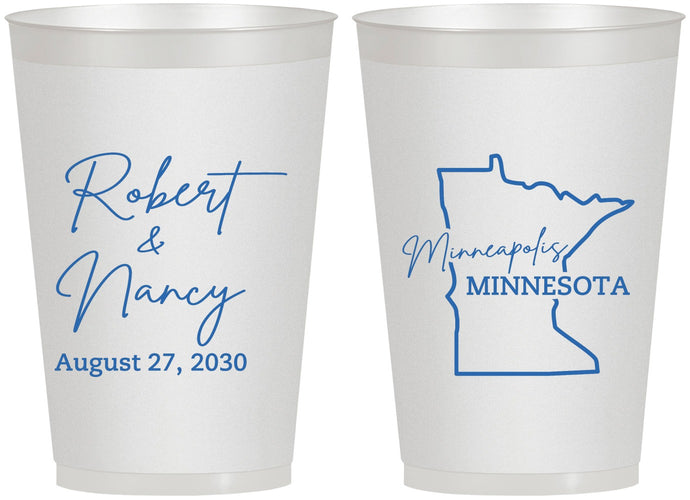 Personalized Wedding 12 oz Frosted Cups - Minnesota | 122