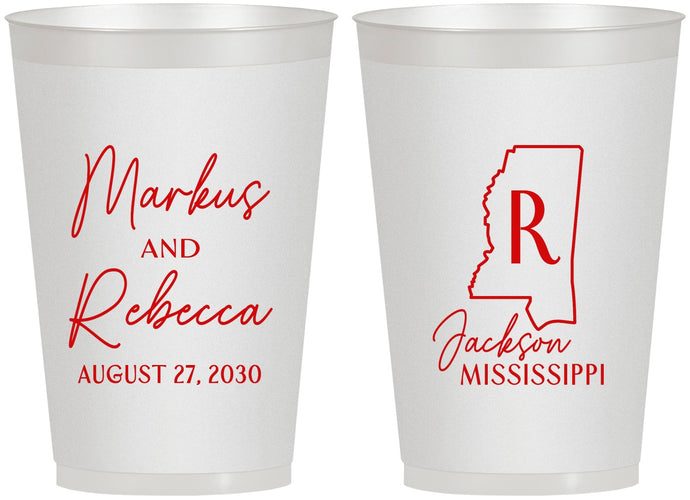 Personalized Wedding 12 oz Frosted Cups - Mississippi | 123