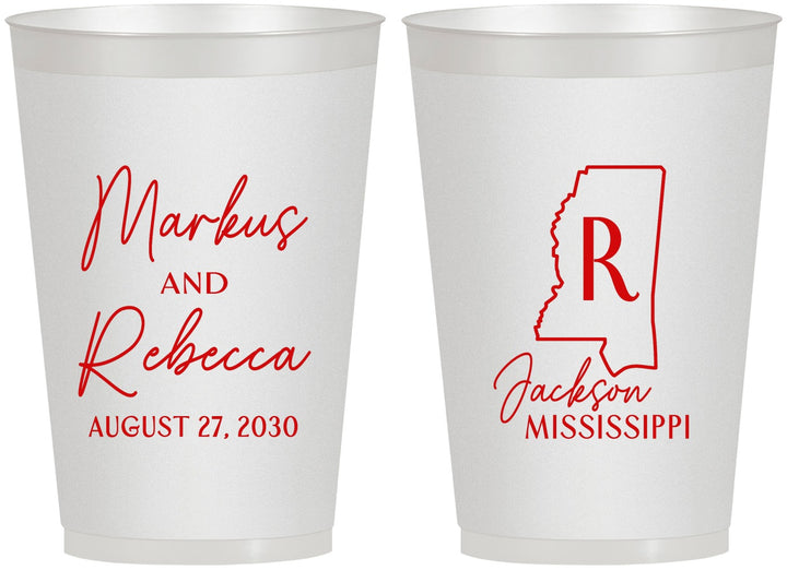 Personalized Wedding 12 oz Frosted Cups - Mississippi | 123