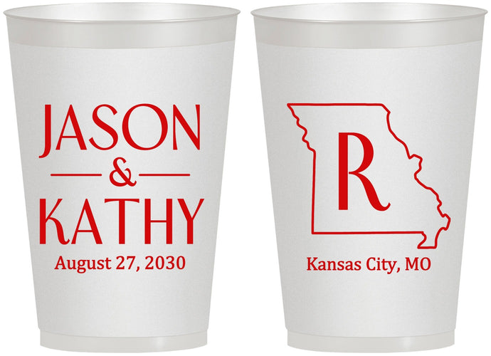 Personalized Wedding 12 oz Frosted Cups - Missouri | 124