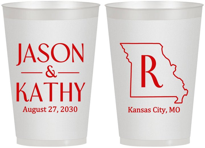 Personalized Wedding 12 oz Frosted Cups - Missouri | 124