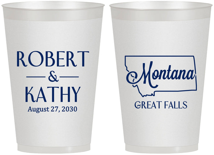 Personalized Wedding 12 oz Frosted Cups - Montana | 125
