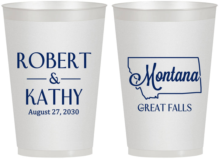 Personalized Wedding 12 oz Frosted Cups - Montana | 125
