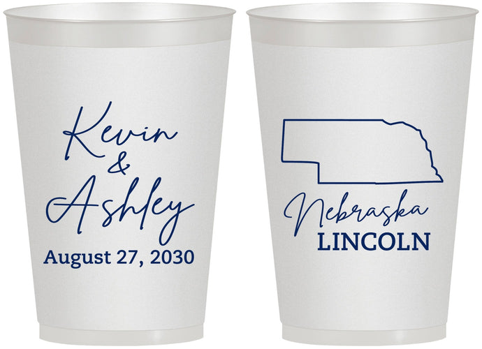 Personalized Wedding 12 oz Frosted Cups - Nebraska | 126