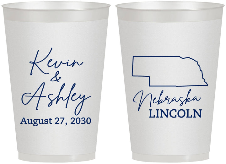 Personalized Wedding 12 oz Frosted Cups - Nebraska | 126