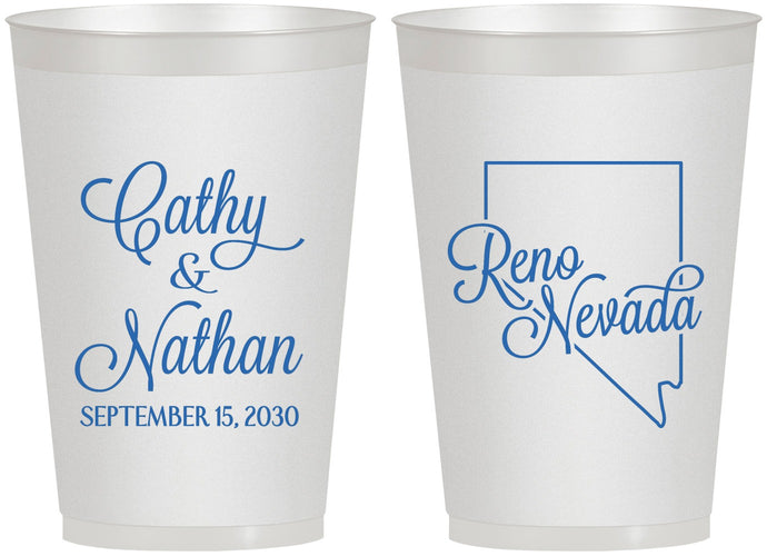 Personalized Wedding 12 oz Frosted Cups - Nevada | 127