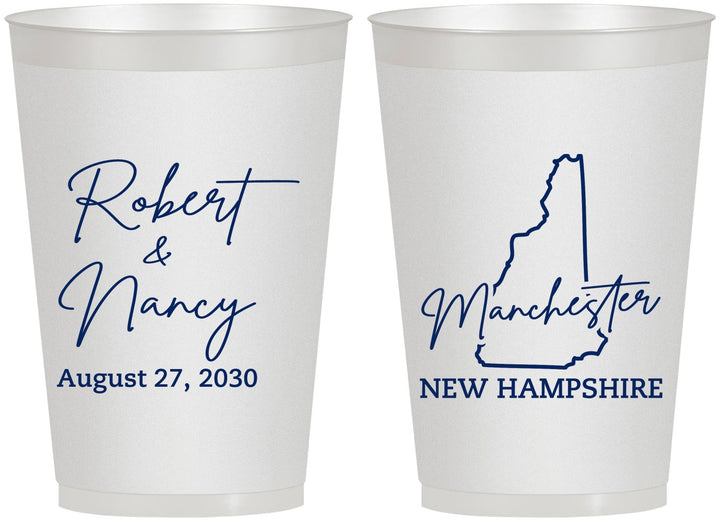 Personalized Wedding 12 oz Frosted Cups - New Hampshire | 128