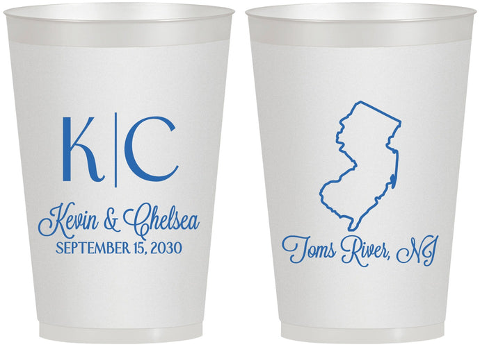 Personalized Wedding 12 oz Frosted Cups - New Jersey | 129