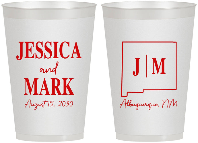 Personalized Wedding 12 oz Frosted Cups - New Mexico | 130