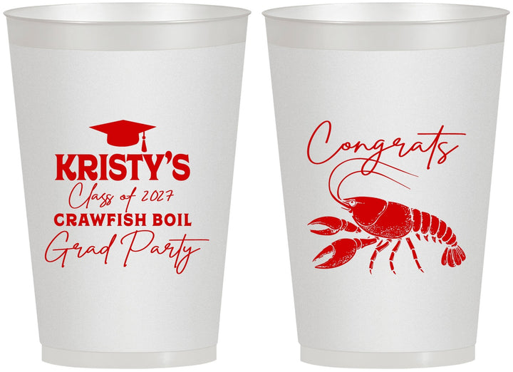 Personalized Graduation 12 oz Frosted Cups - Class Of 2027 Crawfish Boil | 130003